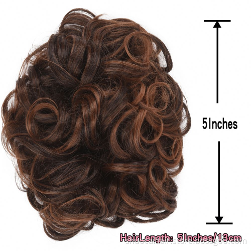 High Quality 2 Plastic Comb Clip In Curly Synthetic Hair Pieces Chignon Hair Bang With Gold Bun Extension Hair Accessories